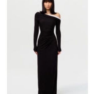 Naked Wardrobe Sleek Black One-Shoulder Maxi Dress